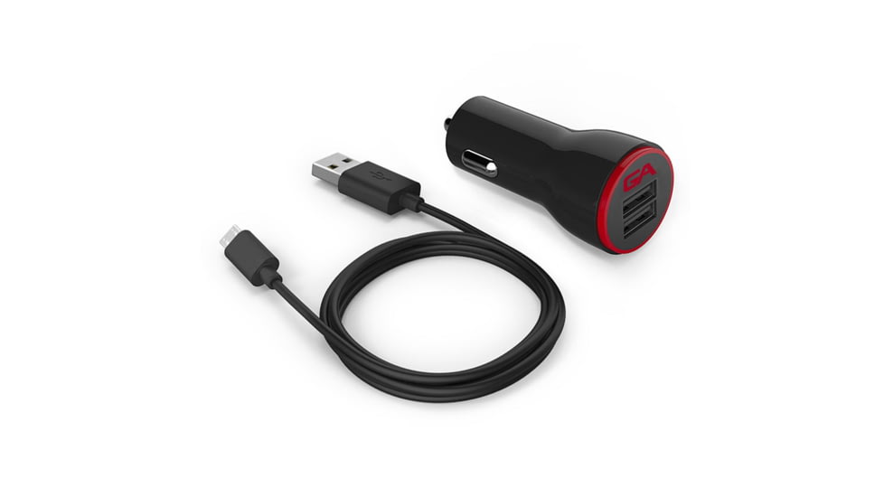 Guardian Angel Car Charger with Micro USB Cable, Black/Red, GA-ELT-CC