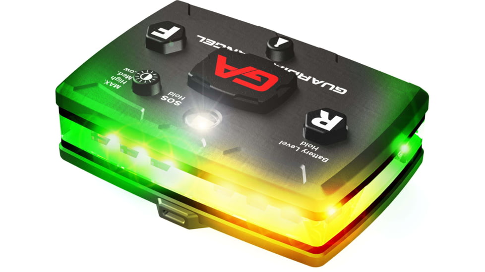 Guardian Angel Elite Series Wearable Safety Light, Black Casing, Green/Yellow Split Front, Green/Yellow Split Rear, White Top Light, White Work Light, ELT-GY/GY