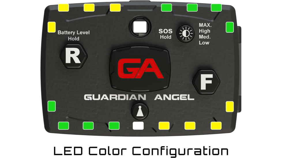 Guardian Angel Elite Series Wearable Safety Light, Black Casing, Green/Yellow Split Front, Green/Yellow Split Rear, White Top Light, White Work Light, ELT-GY/GY