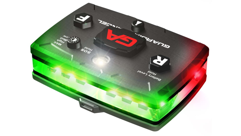 Guardian Angel Elite Series Wearable Safety Light, Black Casing, Red Front, Green Rear, White Top Light, White Work Light, ELT-R/G-2