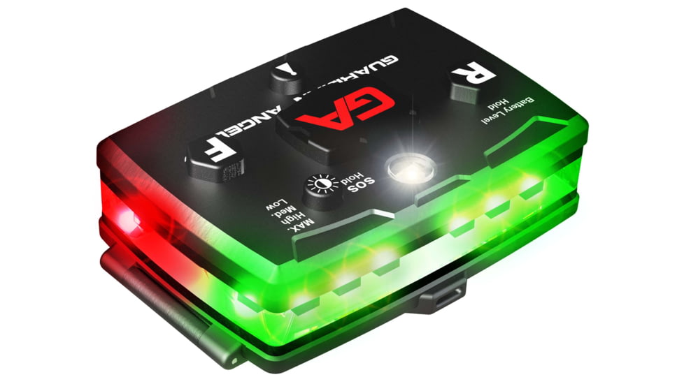 Guardian Angel Elite Series Wearable Safety Light, Black Casing, Red Front, Green Rear, White Top Light, White Work Light, ELT-R/G-2