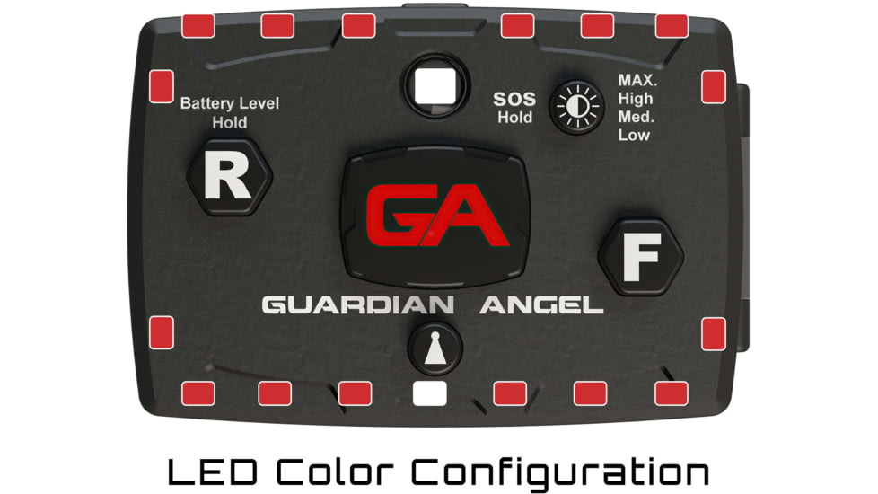 Guardian Angel Elite Series Wearable Safety Light, Black Casing, Red Front, Red Rear, White Top Light, White Work Light, ELT-R/R