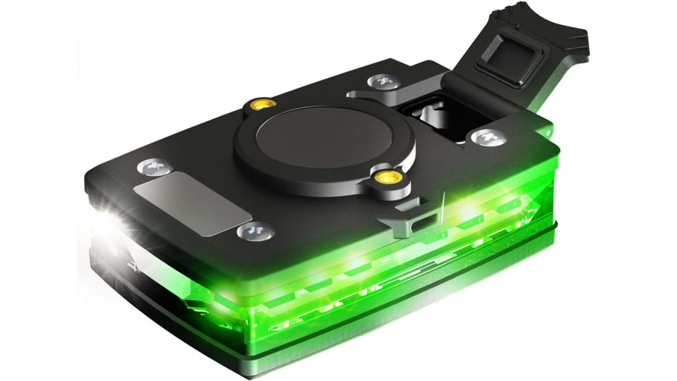 Guardian Angel Elite Series Wearable Safety Light, Black Casing, White Front, Green Rear, White Top Light, Red Work Light, ELT-W/G