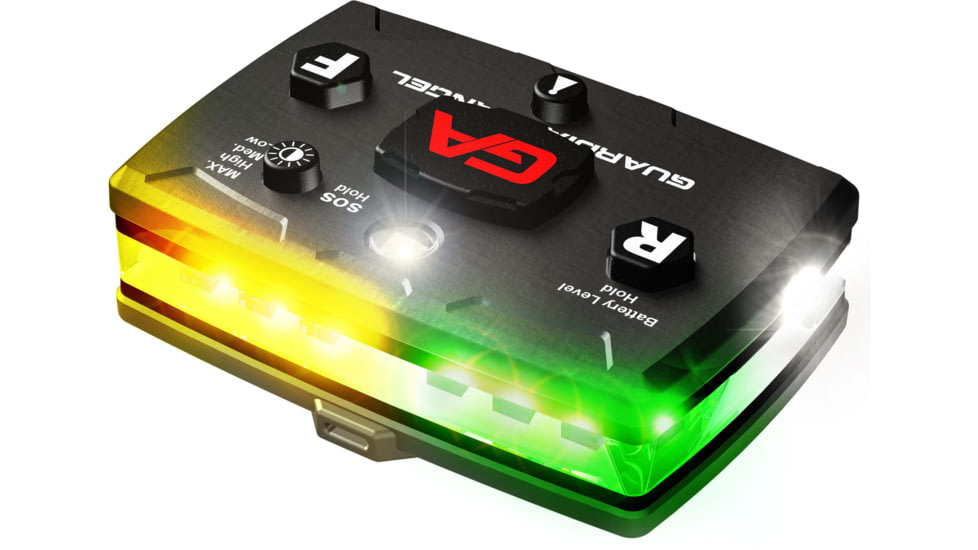 Guardian Angel Elite Series Wearable Safety Light, Black Casing,White Front, Green/Yellow Split Rear, White Top Light, Red Work Light, ELT-W/GY