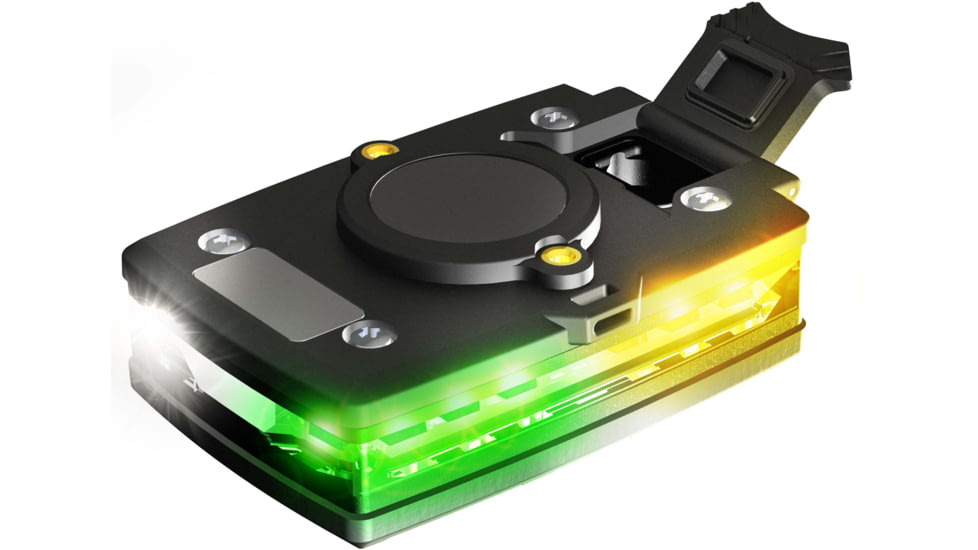 Guardian Angel Elite Series Wearable Safety Light, Black Casing,White Front, Green/Yellow Split Rear, White Top Light, Red Work Light, ELT-W/GY