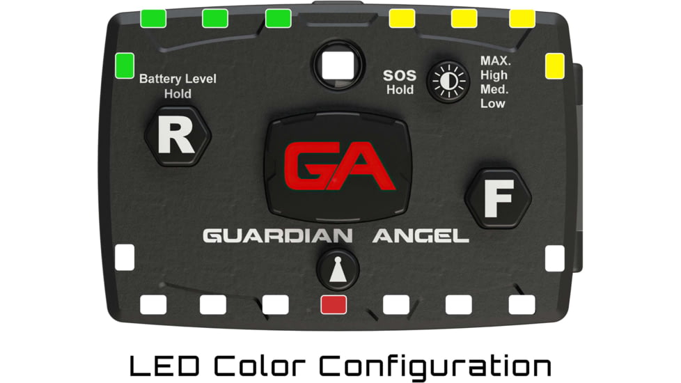 Guardian Angel Elite Series Wearable Safety Light, Black Casing,White Front, Green/Yellow Split Rear, White Top Light, Red Work Light, ELT-W/GY