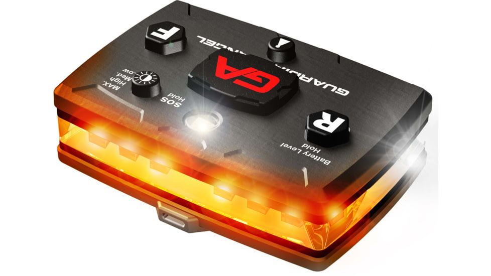 Guardian Angel Elite Series Wearable Safety Light, Black Casing, White Front, Orange Rear, White Top , ELT-W/O