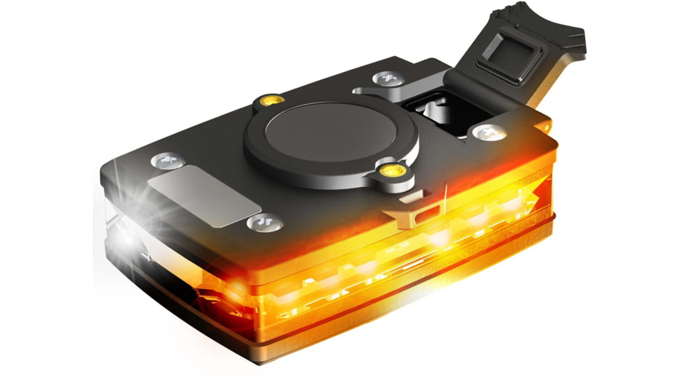 Guardian Angel Elite Series Wearable Safety Light, Black Casing, White Front, Orange Rear, White Top , ELT-W/O