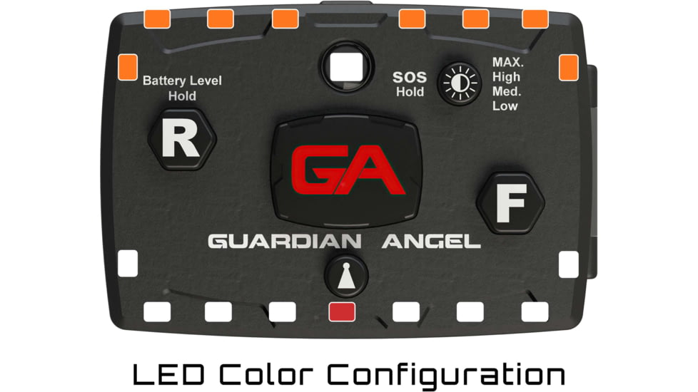 Guardian Angel Elite Series Wearable Safety Light, Black Casing, White Front, Orange Rear, White Top , ELT-W/O