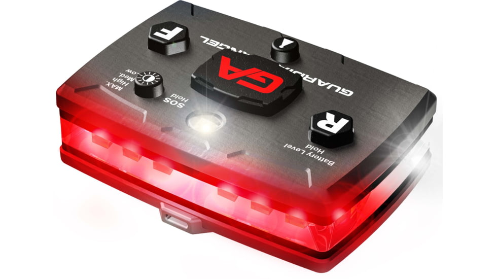 Guardian Angel Elite Series Wearable Safety Light, Black Casing, White Front, Red Rear, White Top Light, Red Work Light, ELT-W/R