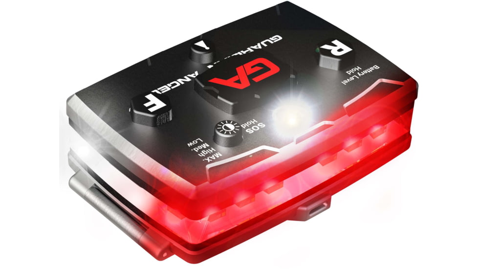 Guardian Angel Elite Series Wearable Safety Light, Black Casing, White Front, Red Rear, White Top Light, Red Work Light, ELT-W/R