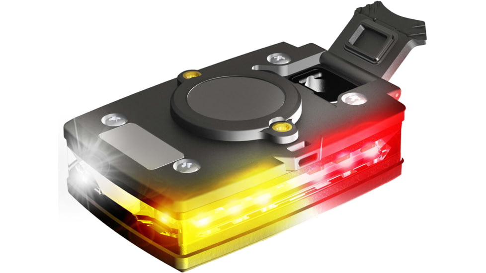 Guardian Angel Elite Series Wearable Safety Light, Black Casing, White Front, Red/Yellow Split Rear, White Top Light, Red Work Light, ELT-W/RY