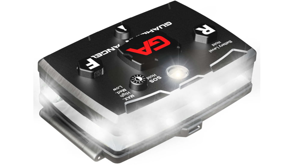 Guardian Angel Elite Series Wearable Safety Light, Black Casing, White Front, White Rear, White Top L, ELT-W/W-2