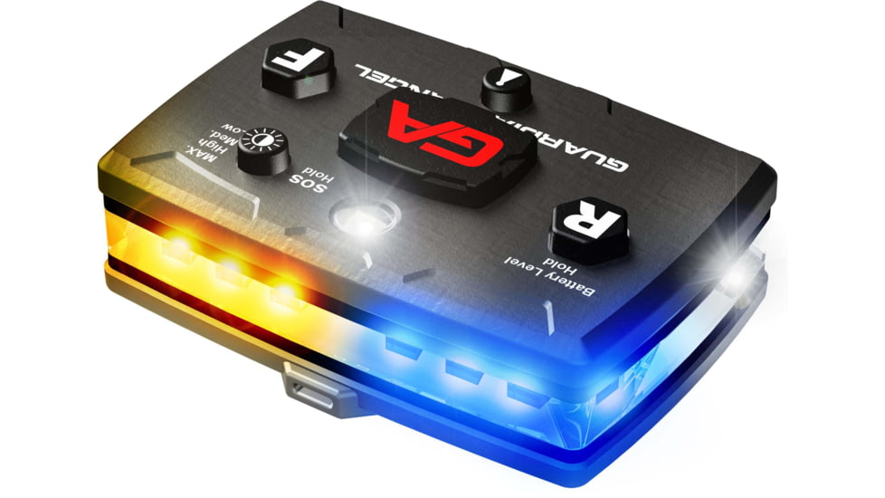 Guardian Angel Elite Series Wearable Safety Light, Black Casing, White Front, White Rear, White Top Light, Red Work Light, ELT-W/W