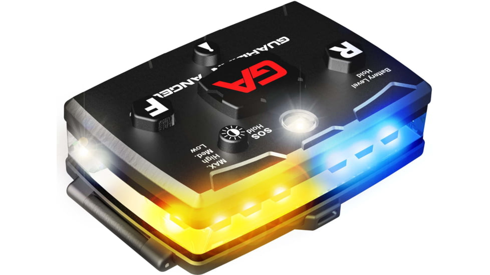 Guardian Angel Elite Series Wearable Safety Light, Black Casing, White Front, White Rear, White Top Light, Red Work Light, ELT-W/W