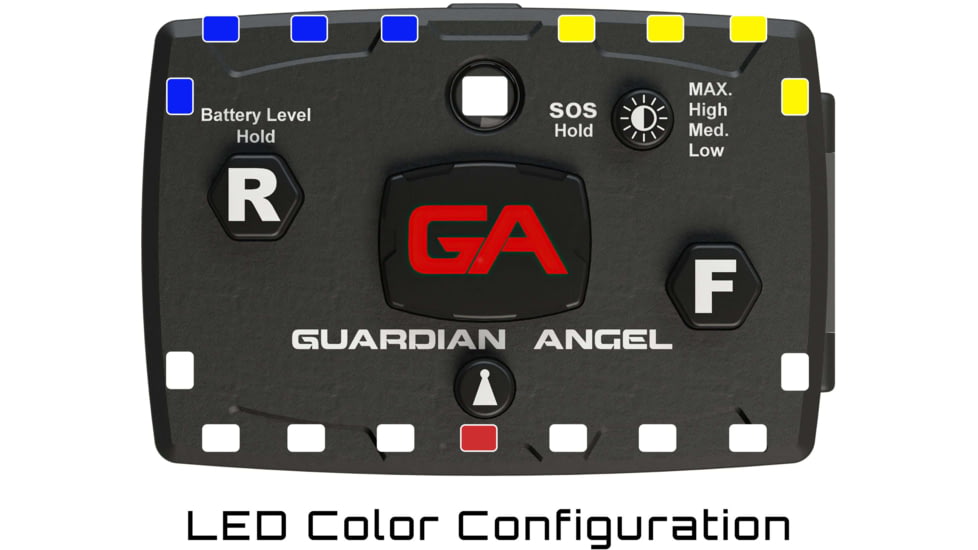 Guardian Angel Elite Series Wearable Safety Light, Black Casing, White Front, White Rear, White Top Light, Red Work Light, ELT-W/W