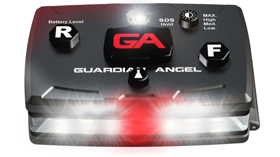 Guardian Angel Elite Series Wearable Safety Light, Black Casing, White Front, White/Red Split Rear, W, ELT-W/WR