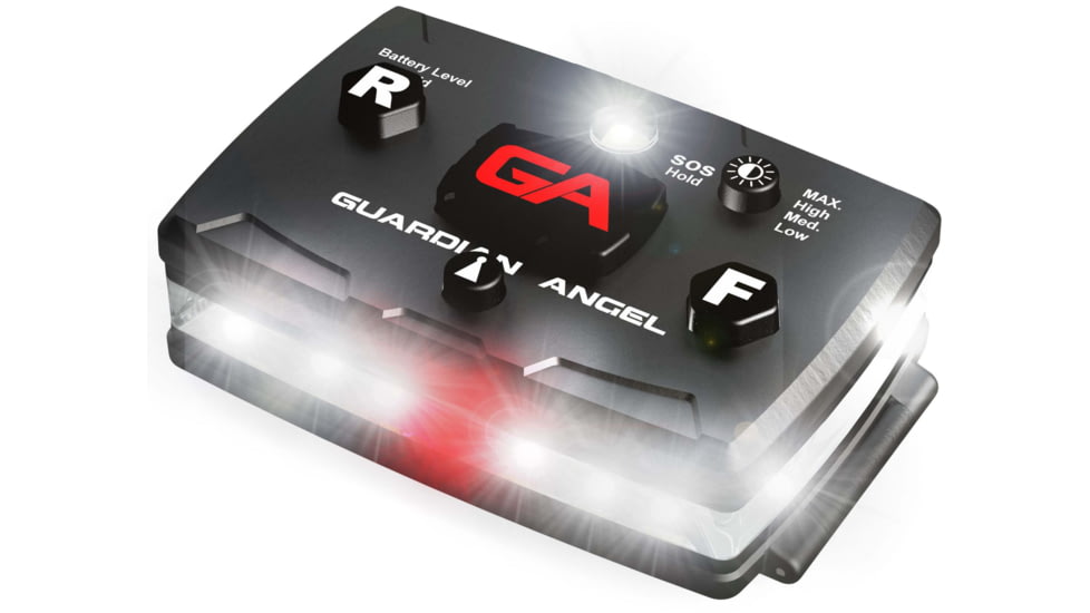 Guardian Angel Elite Series Wearable Safety Light, Black Casing, White Front, White/Red Split Rear, W, ELT-W/WR