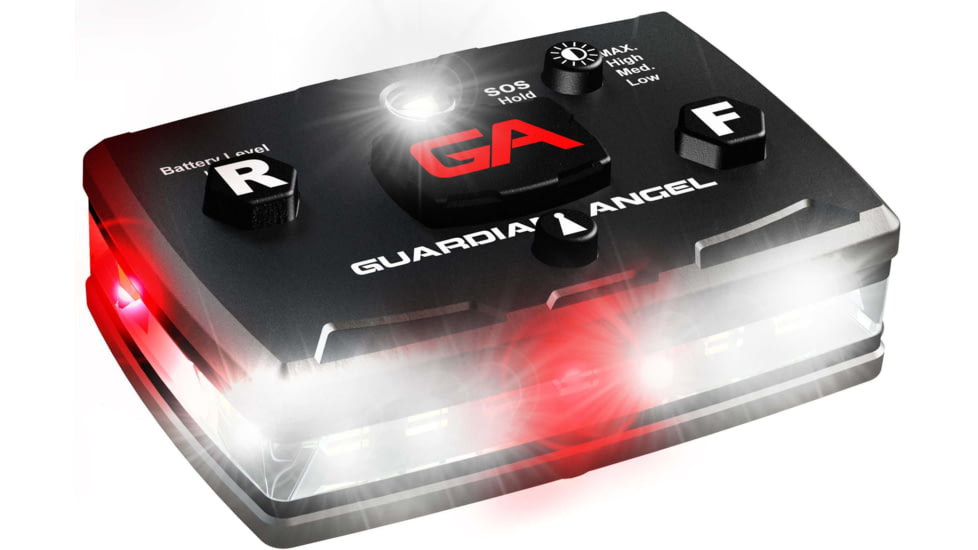 Guardian Angel Elite Series Wearable Safety Light, Black Casing, White Front, White/Red Split Rear, W, ELT-W/WR