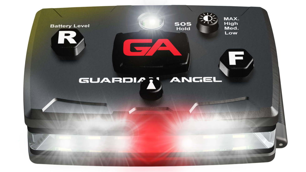 Guardian Angel Elite Series Wearable Safety Light, Black Casing, White Front, White/Yellow Split Rear, ELT-W/WY