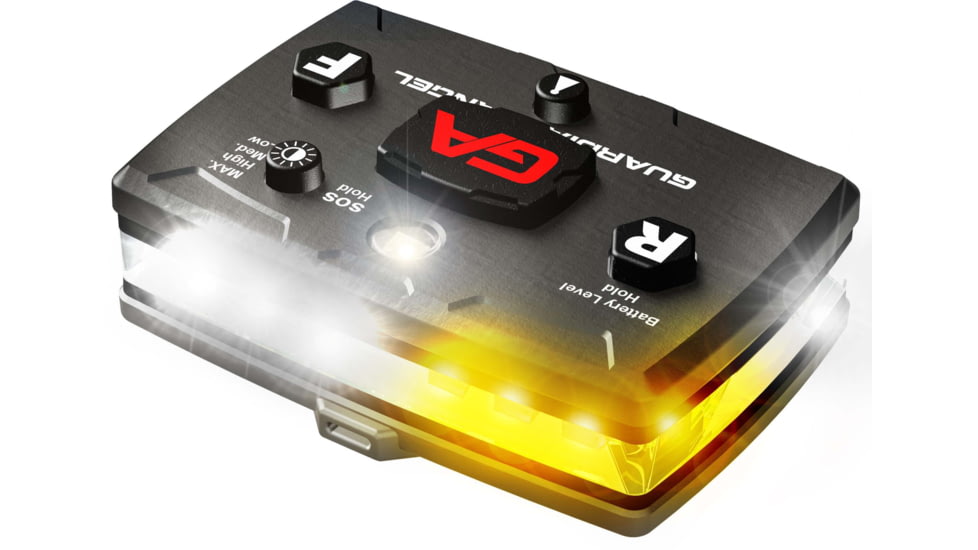 Guardian Angel Elite Series Wearable Safety Light, Black Casing, White Front, White/Yellow Split Rear, ELT-W/WY