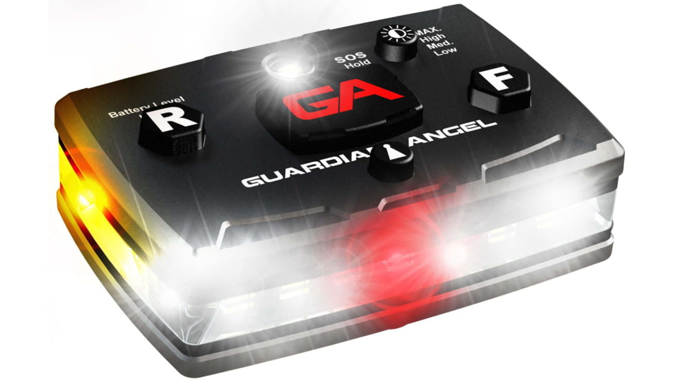 Guardian Angel Elite Series Wearable Safety Light, Black Casing, White Front, White/Yellow Split Rear, ELT-W/WY