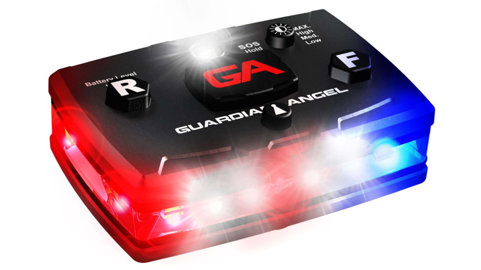 USED Guardian Angel Elite Series Wearable Safety Light, Black Casing, White/Red/Blue Split Front, Red/Blue Split Rear, White Top Light, Red Work Light, ELT-R/B, EDEMO3