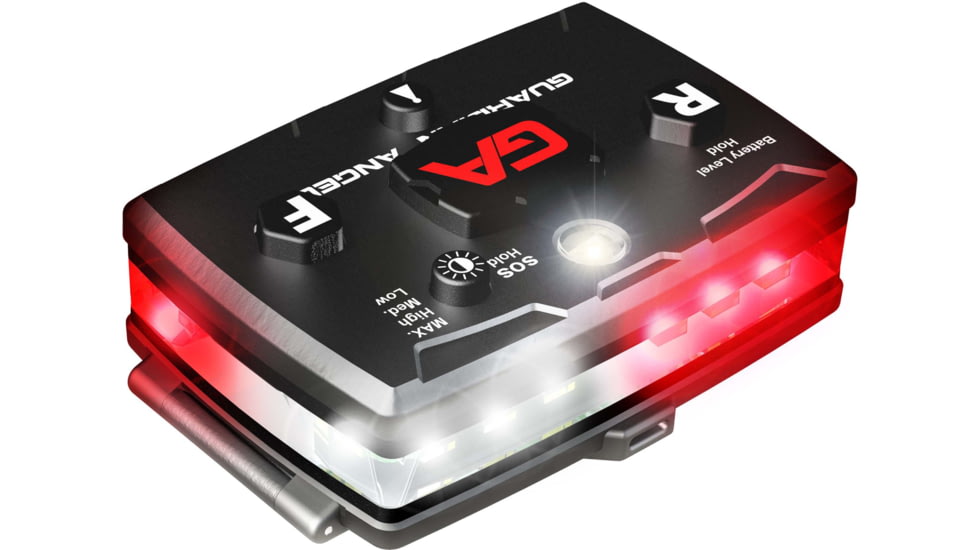 Guardian Angel Elite Series Wearable Safety Light, Black Casing, White/Red Split Front, White/Red Split Rear, White Top Light, White Work Light, ELT-WR/WR