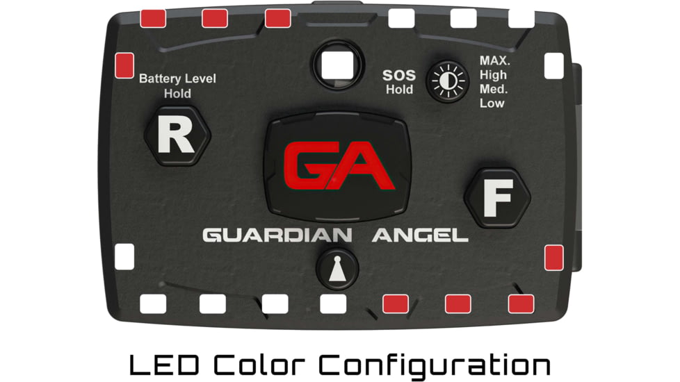 Guardian Angel Elite Series Wearable Safety Light, Black Casing, White/Red Split Front, White/Red Split Rear, White Top Light, White Work Light, ELT-WR/WR