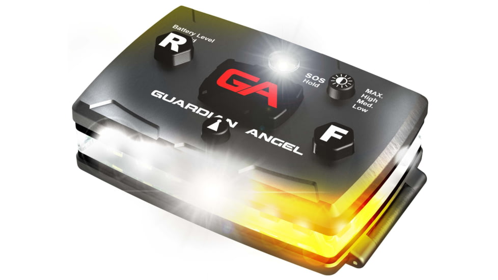 Guardian Angel Elite Series Wearable Safety Light, Black Casing, White/Yellow Split Front, White/Yellow Split Rear, White Top Light, White Work Light, ELT-WY/WY