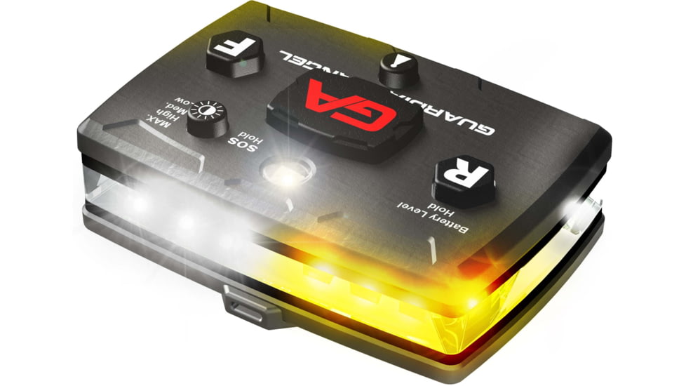 Guardian Angel Elite Series Wearable Safety Light, Black Casing, White/Yellow Split Front, White/Yellow Split Rear, White Top Light, White Work Light, ELT-WY/WY