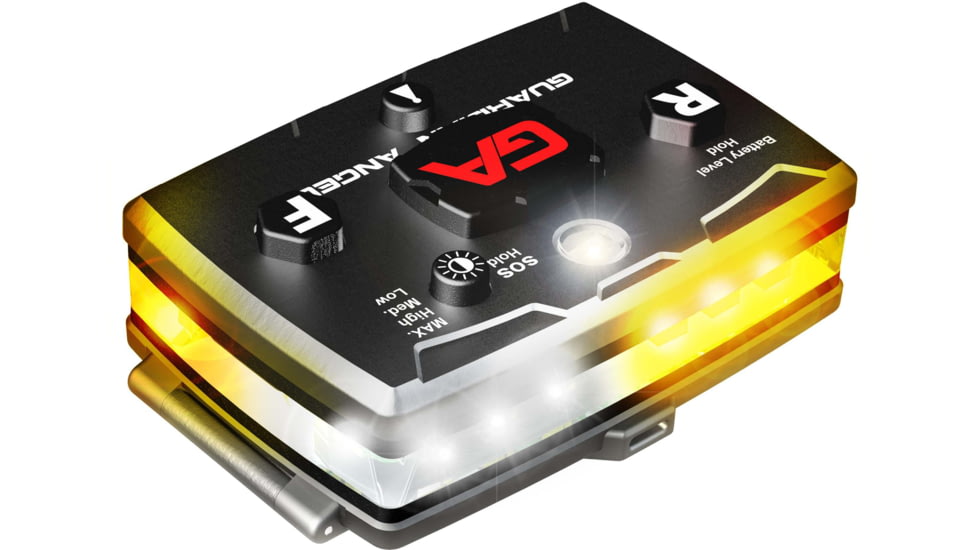 Guardian Angel Elite Series Wearable Safety Light, Black Casing, White/Yellow Split Front, White/Yellow Split Rear, White Top Light, White Work Light, ELT-WY/WY