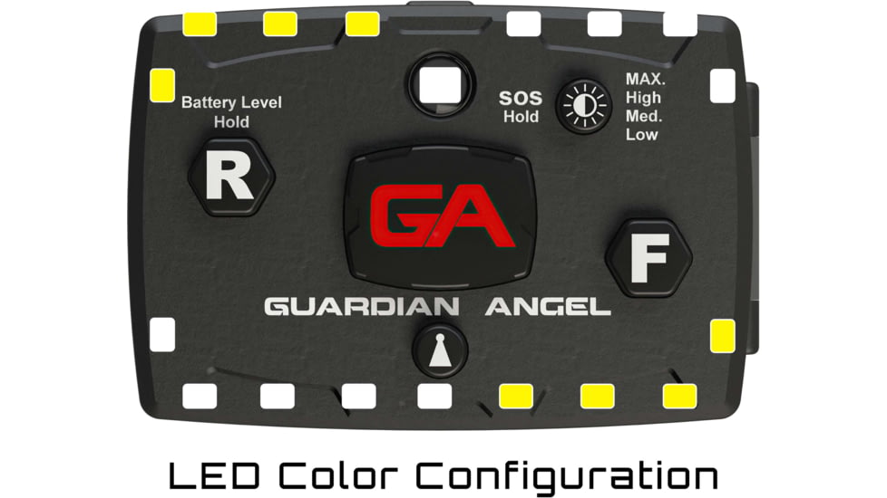 Guardian Angel Elite Series Wearable Safety Light, Black Casing, White/Yellow Split Front, White/Yellow Split Rear, White Top Light, White Work Light, ELT-WY/WY