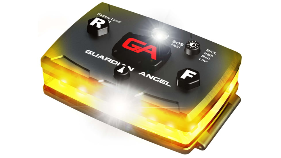 Guardian Angel Elite Series Wearable Safety Light, Black Casing, Yellow Front, Yellow Rear, White Top Light, White Work Light, ELT-Y/Y