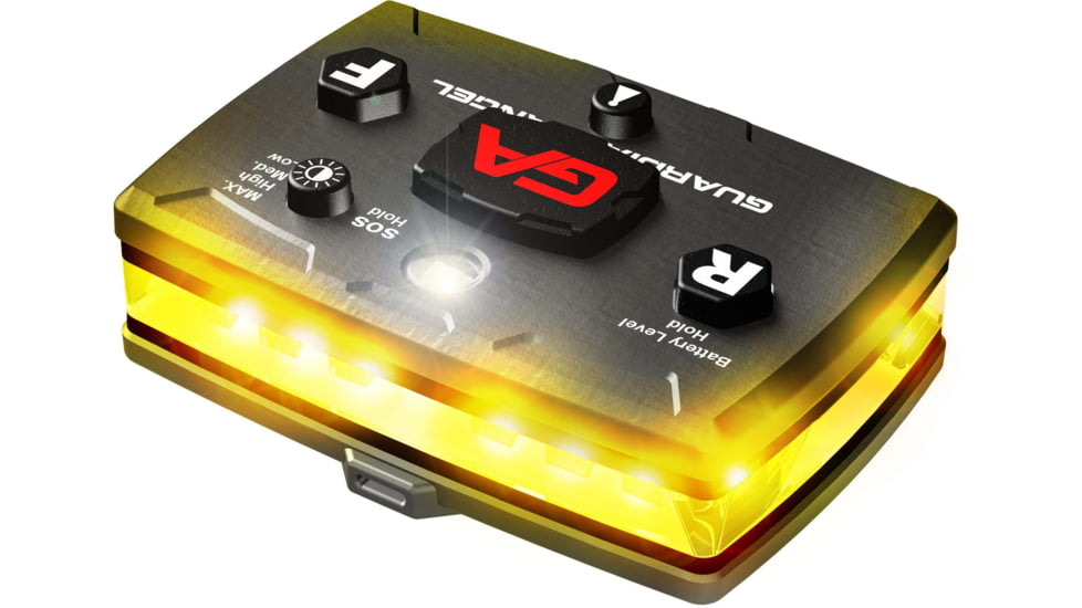 Guardian Angel Elite Series Wearable Safety Light, Black Casing, Yellow Front, Yellow Rear, White Top Light, White Work Light, ELT-Y/Y