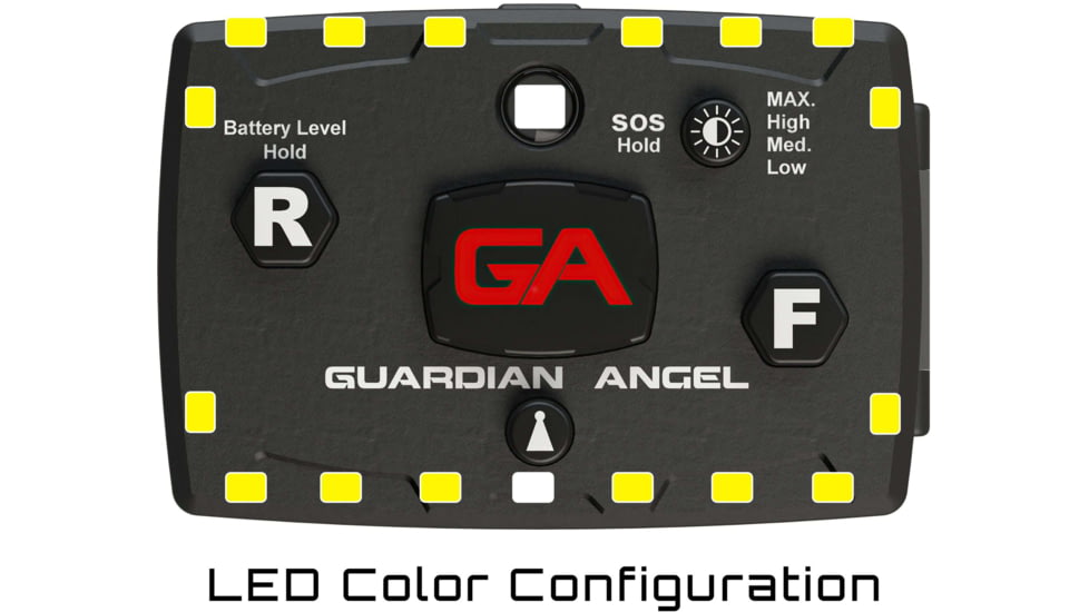 Guardian Angel Elite Series Wearable Safety Light, Black Casing, Yellow Front, Yellow Rear, White Top Light, White Work Light, ELT-Y/Y