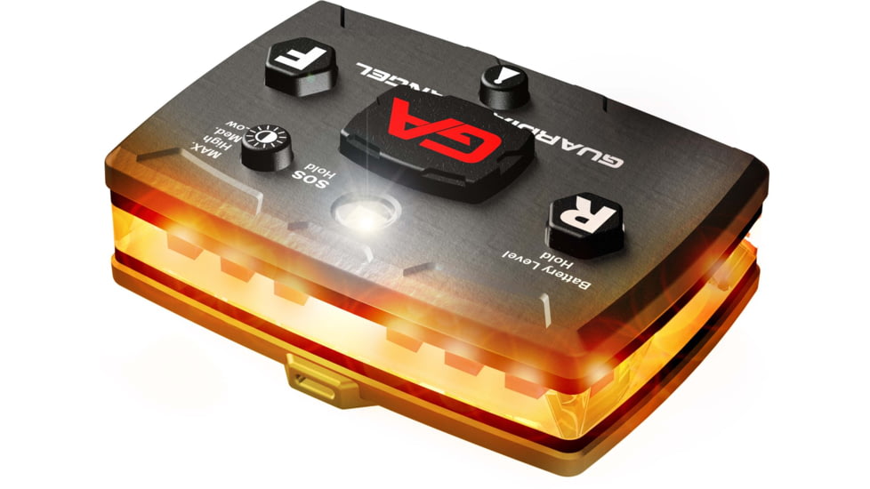 Guardian Angel Elite Series Wearable Safety Light Multi-Functional, Black Casing, Orange Front, Orange Rear, White Top, ELT-O/O-2