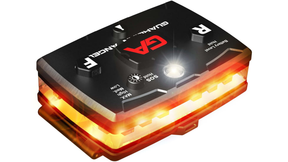 Guardian Angel Elite Series Wearable Safety Light Multi-Functional, Black Casing, Orange Front, Orange Rear, White Top, ELT-O/O-2