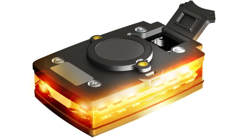 Guardian Angel Elite Series Wearable Safety Light Multi-Functional, Black Casing, Orange Front, Orange Rear, White Top, ELT-O/O-2