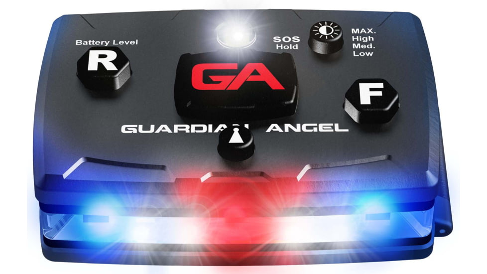 Guardian Angel Infrared Hybrid Wearable Safety Light, Black Casing, White/Blue Split Front, Blue Rear, Infrared Top Light, Red Work Light, ELT-B/B-IR