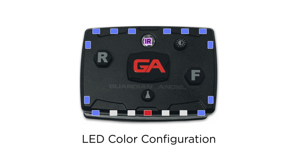 Guardian Angel Infrared Hybrid Wearable Safety Light, Elite Series, Black Casing, White/Blue Split Front, Blue Rear, Infrared Top Light, Red Work Light, GA-ELT-BBIR