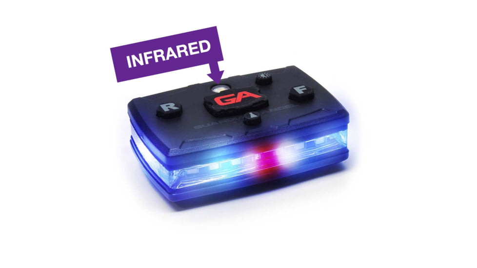 Guardian Angel Infrared Hybrid Wearable Safety Light, Elite Series, Black Casing, White/Blue Split Front, Blue Rear, Infrared Top Light, Red Work Light, GA-ELT-BBIR