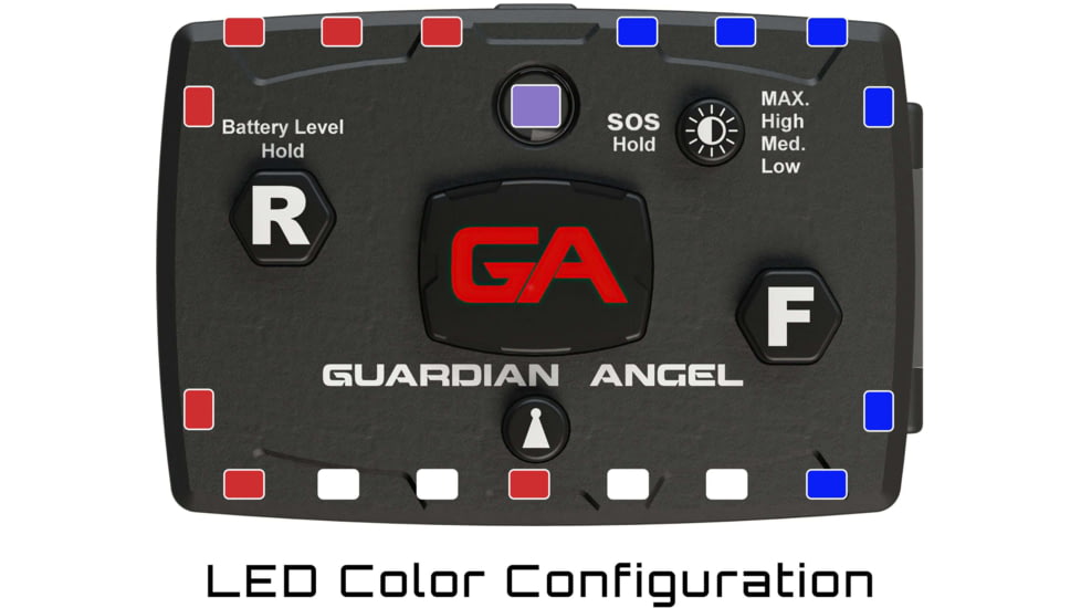Guardian Angel Infrared Hybrid Wearable Safety Light, Elite Series, Black Casing, White/Red/Blue Split Front, Red/Blue Split Rear, Infrared Top Light, Red Work Light, ELT-R/B-IR