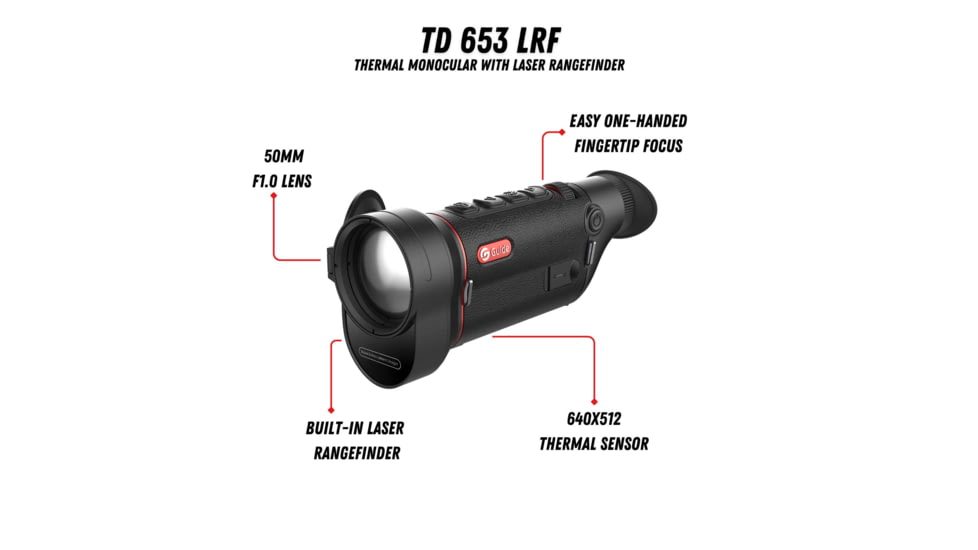Guide USA TD653 LRF 2.6x50mm 30mm Tube Thermal Imaging Monoculars, 640x512, Black, TD653L