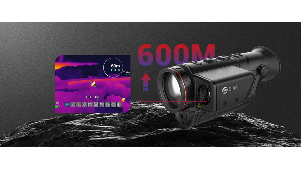 Guide USA TD LRF Series TD421 LRF 1.9-7.6x25mm Thermal Monocular, 384x288, Black, TD421LRF