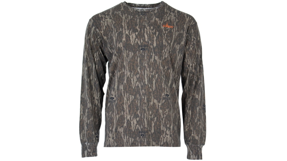 Habit Bear Cave Camo Long Sleeve Tee w/ Habit Logo - Mens, Mossy Oak New Bottomland, Large, TS1230-014-L