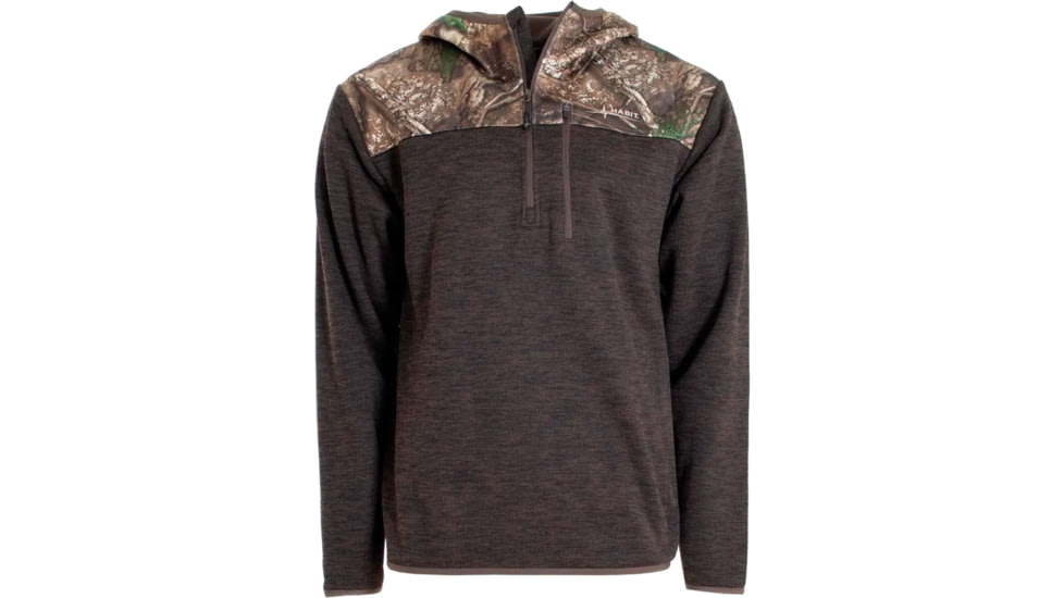 Habit Men's 1/4 Zip Hooded Fleece Pullover - Men's, Large, Realtree APX/Turkish Coffee, 1409609