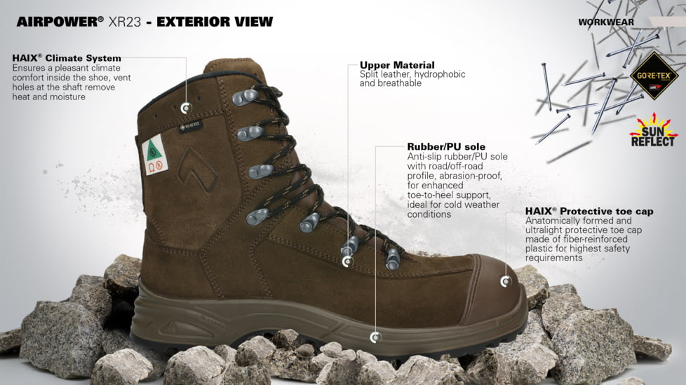 HAIX Airpower XR23 Boot, 11US, Wide, Brown, 11, 607903W-11