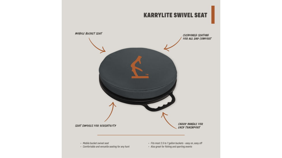 HALF RACK Karrylite Swivel Seat, Grey/Black/Orange, Medium, HR1456