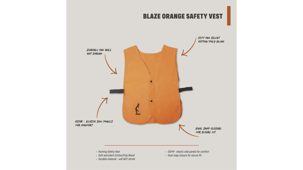 HALF RACK Premium Hunter Orange Safety Vest, Orange, Medium, HR1500